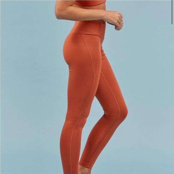 Girlfriend Collective Natalia Burnt Orange High Rise Compressive Leggings - Picture 1 of 8